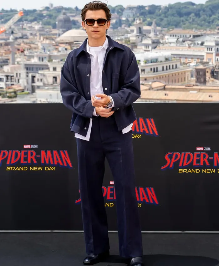 Spider Man New Day Tom Holland Blue Rome Wool Jacket