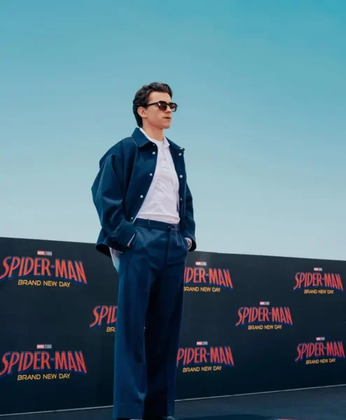 Spider Man New Day Tom Holland Rome Blue Wool Jacket
