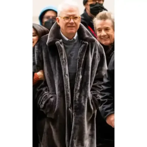 Steve Martin Only Murders In the Building Black Long Fur Coat.webp