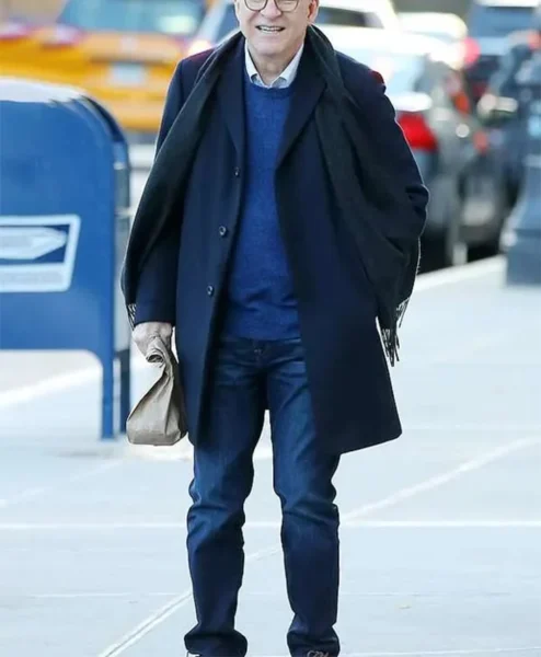 Steve Martin Only Murders in the Building Mid Length Black Coat front.webp