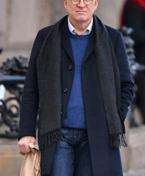 Steve Martin Only Murders in the Building Mid Length Black Coat frontt.webp