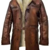 Steven Buttoned Closure Distressed Shearling Leather Coat.webp