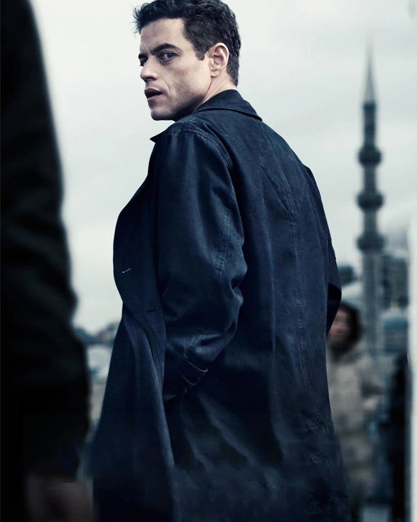 The Amateur Rami Malek Black Cotton Coat.webp
