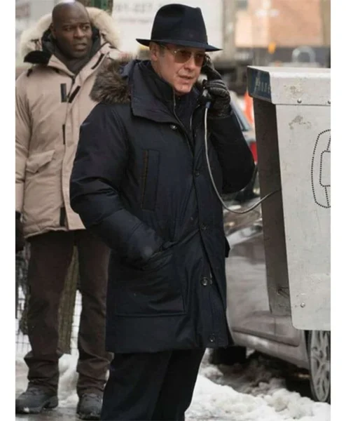 The Blacklist Raymond Reddington Black Hood Coat curve.webp