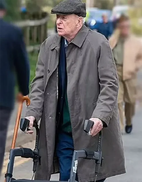 The Great Escaper Michael Caine Grey Cotton Coat.webp