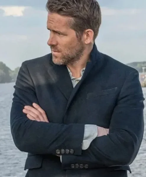 The Hitmans Bodyguard Ryan Reynolds Black Coat closeup.webp