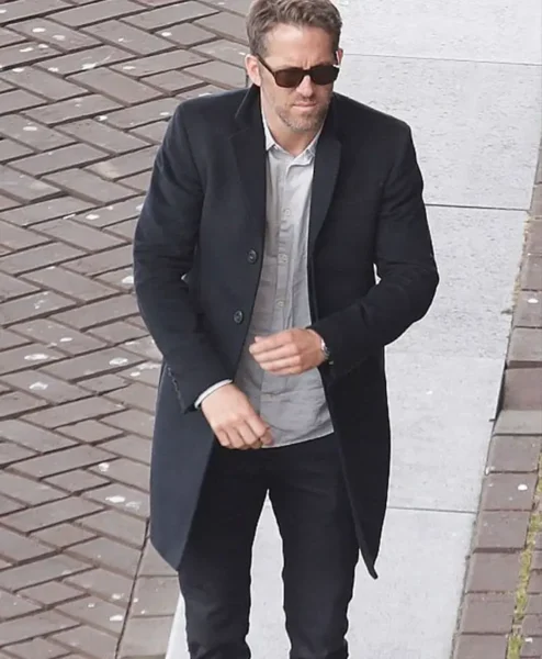 The Hitmans Bodyguard Ryan Reynolds Black Coat front.webp