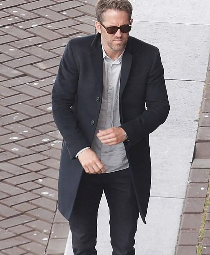 The Hitmans Bodyguard Ryan Reynolds Black Coat front.webp