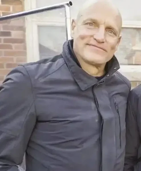 The Man from Toronto Woody Harrelson Black Coat closeup.webp
