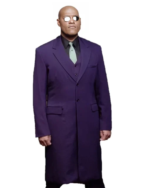 The Matrix Morpheus Long Purple Trench Coat.webp