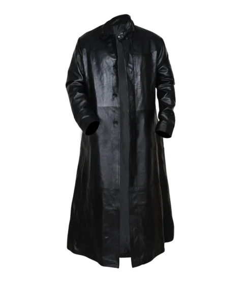 The Matrix Neo Black Cotton Trench Coat front 1.webp