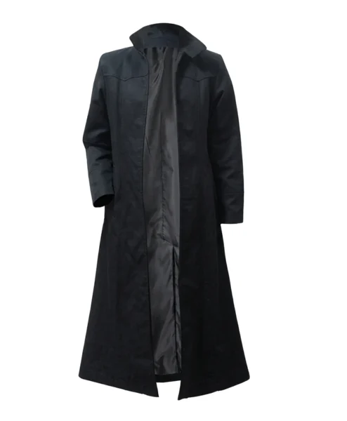 The Matrix Neo Black Cotton Trench Coat front cotton.webp