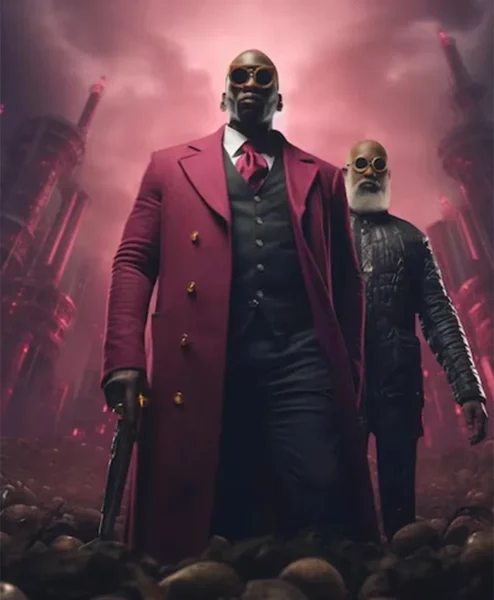 The Matrix Resurrections Morpheus Pink Long Coat front.webp