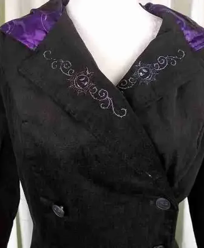 The Nightmare Before Christmas Black Double Breasted Cosplay Long With Hood.webp