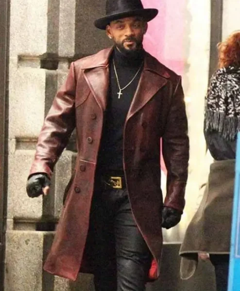 The Suicide Squad Will Smith Brown Trench Coat left.webp