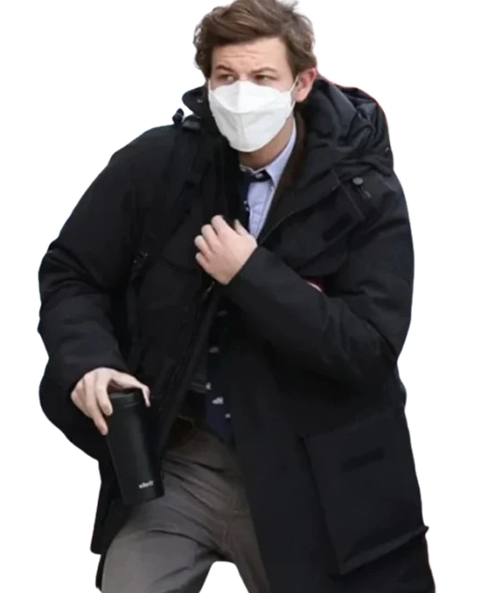 The Tender Bar JR Moehringer Black Hooded Coat White bg.webp