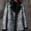 Thomas Black Grey Double Breasted Shearling Coat.webp
