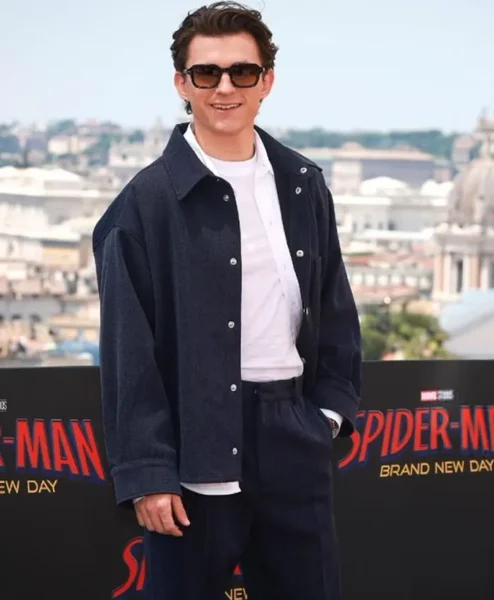 Tom Holland Spider Man New Day Blue Rome Wool Jacket