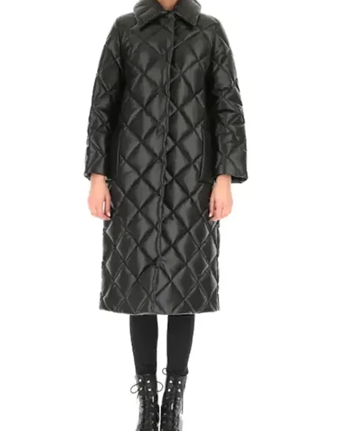 Truth Leather Quilted black Coat front.webp