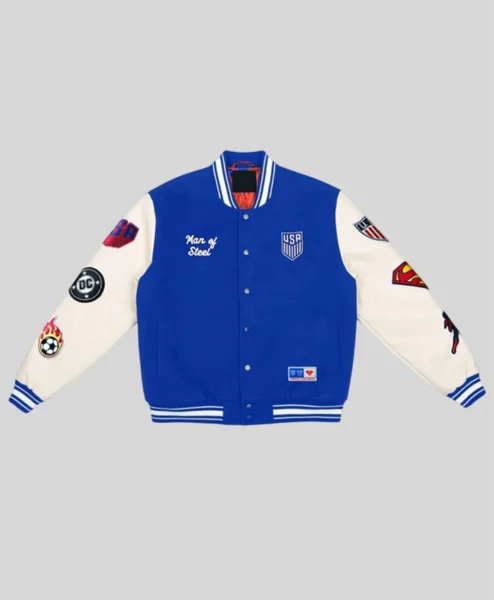 US Soccer x DC Superman Blue Varsity Jacket