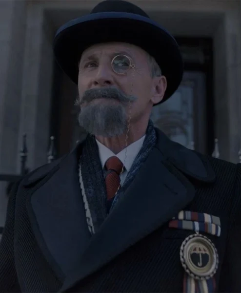 Umbrella Academy S03 Reginald Hargreeves Double Breasted Coat front.webp