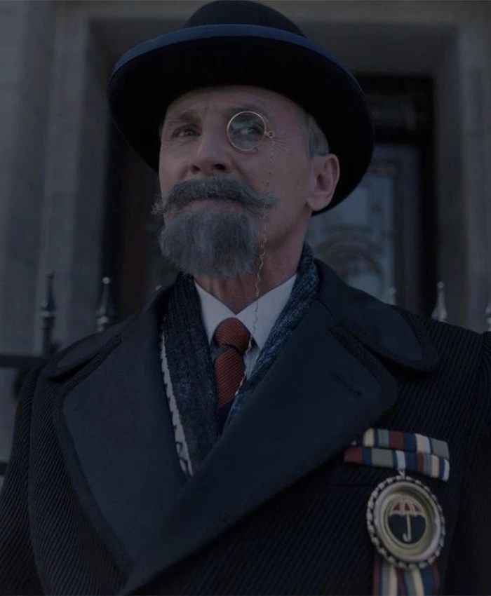 Umbrella Academy S03 Reginald Hargreeves Double Breasted Coat front.webp