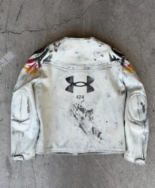 Under Armour x 424 White Leather Jacket