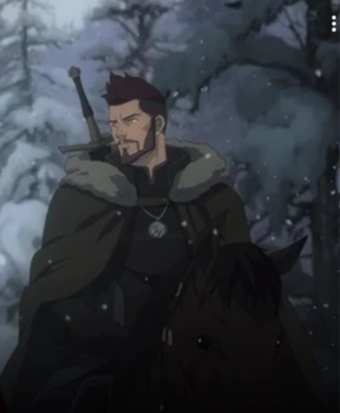 Vesemir The Witcher Nightmare of the Wolf Shearling Coat left.webp