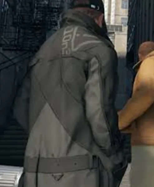 Watch Dogs Alone Long Leather Coat back.webp