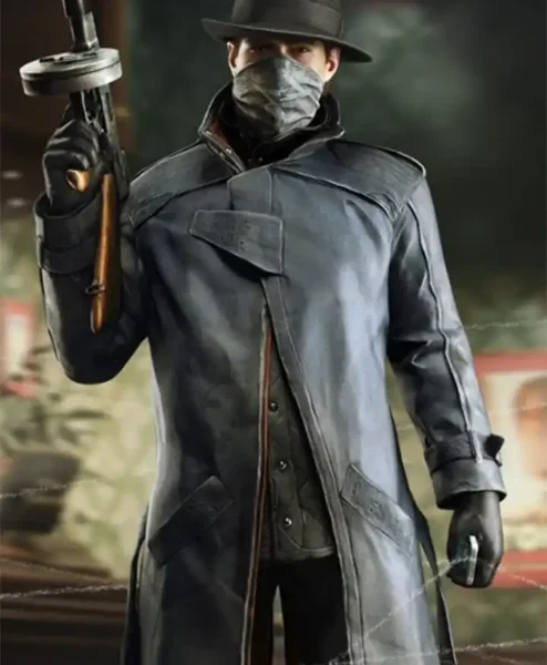 Watch Dogs Alone Long Leather Coat front.webp