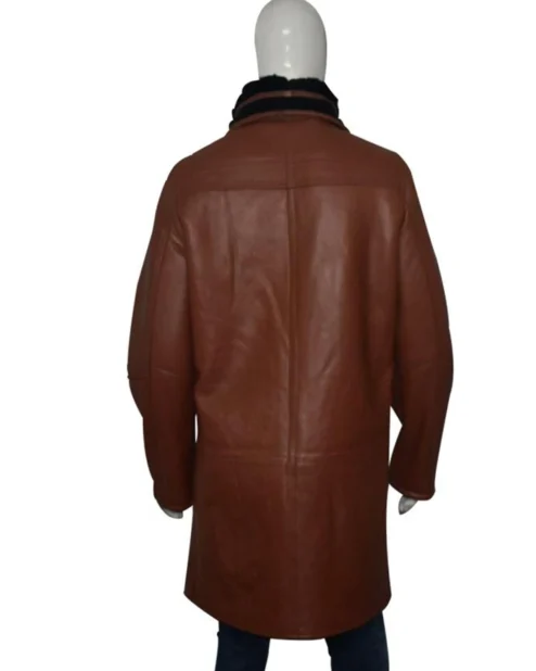 Wesley RAF SF Bomber Warm Duffle Brown Leather Coat Back.webp