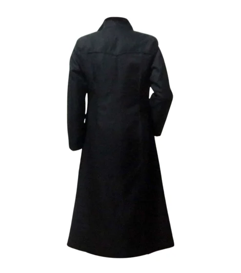 he Matrix Neo Black Cotton Trench Coat standing front.webp